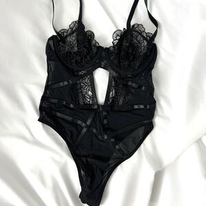 Elegant Black Lace Bodysuit
